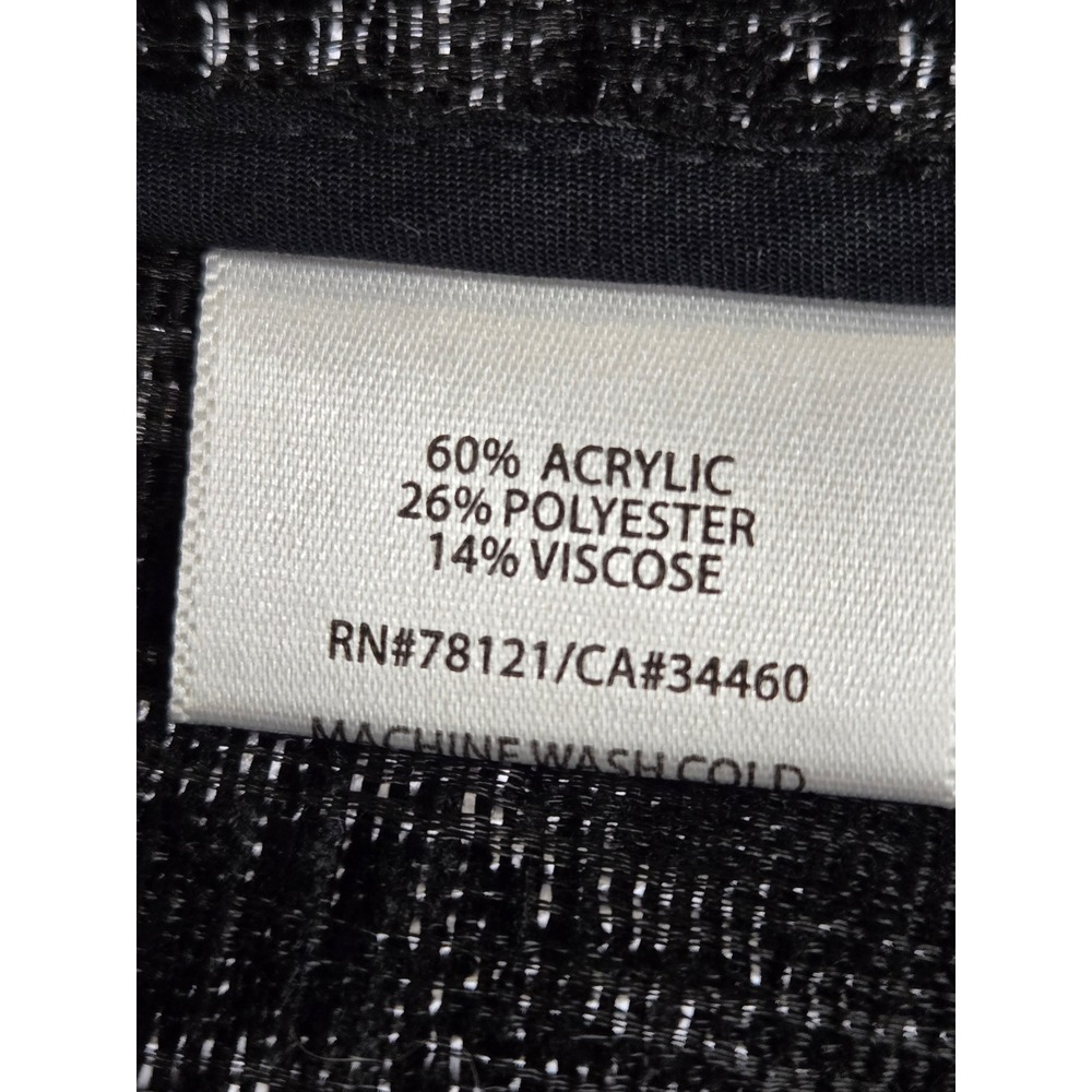 Eileen Fisher PP Petite Black Silver Ikat Jacquard Kimono Jacket 3/4 Sleeve - Picture 8 of 11